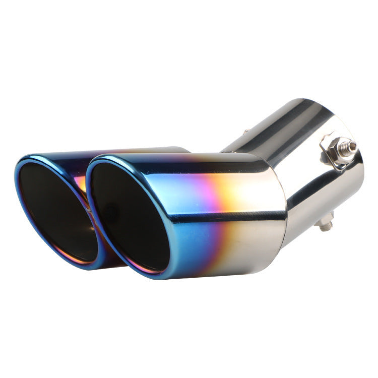 iGi4Shop Automobile Universal Tail Double Muffler Stainless Steel Exhaust Pipe