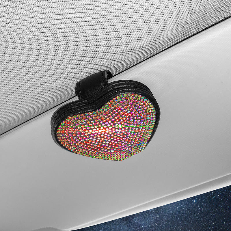 iGi4Shop Car Leather Diamond-encrusted Sun Visor Glasses Clip Magnetic Document Storage Clip