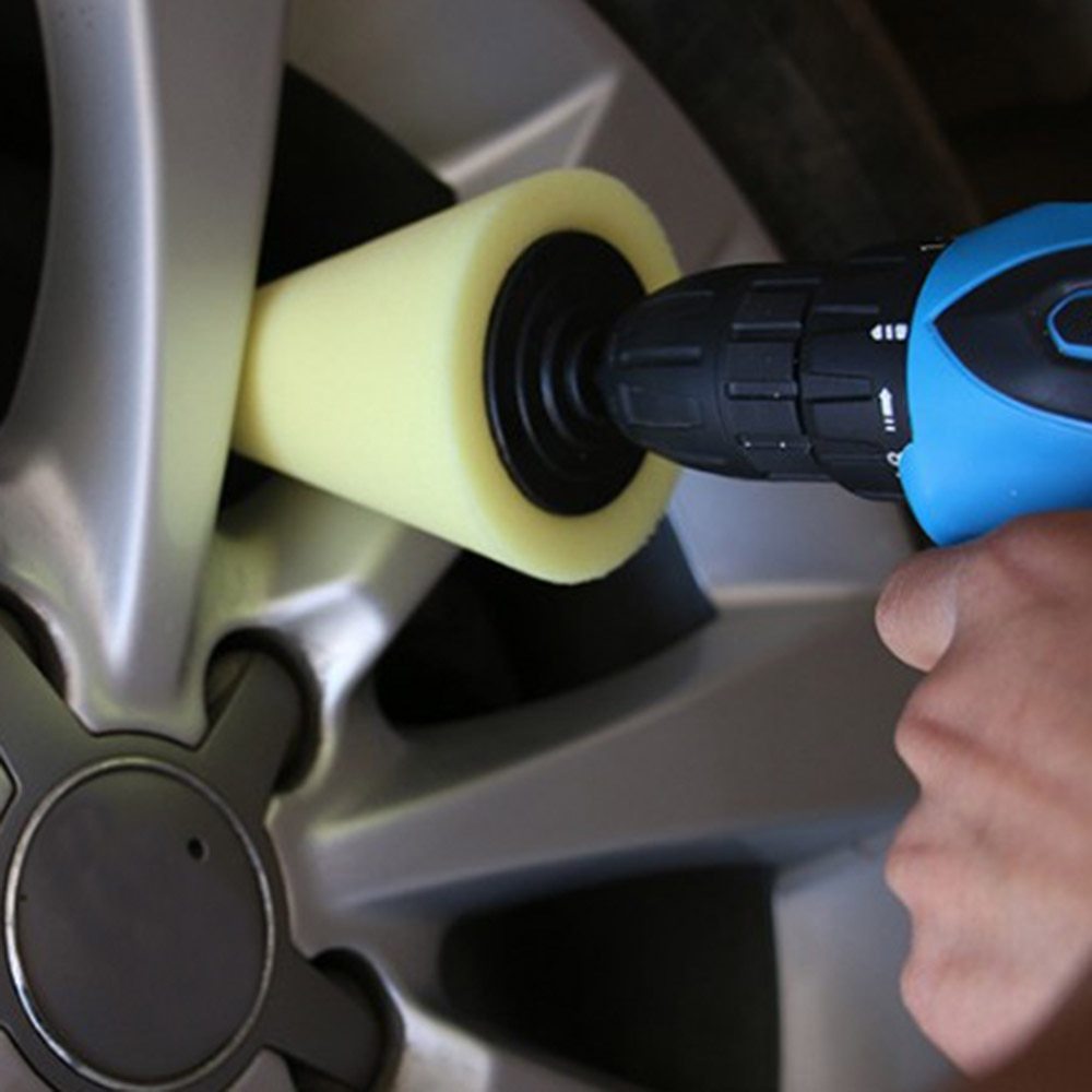 iGi4Shop Car wheel polishing disc detail polishing wheel in the net steel ring polishing sponge plate with 6MM handle cone sponge wheel