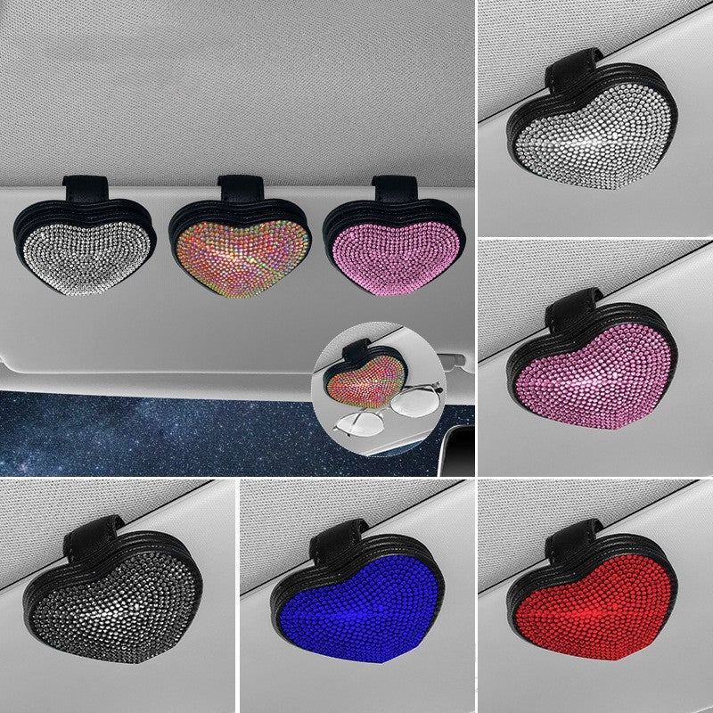 iGi4Shop Car Leather Diamond-encrusted Sun Visor Glasses Clip Magnetic Document Storage Clip