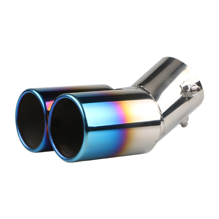 iGi4Shop Automobile Universal Tail Double Muffler Stainless Steel Exhaust Pipe
