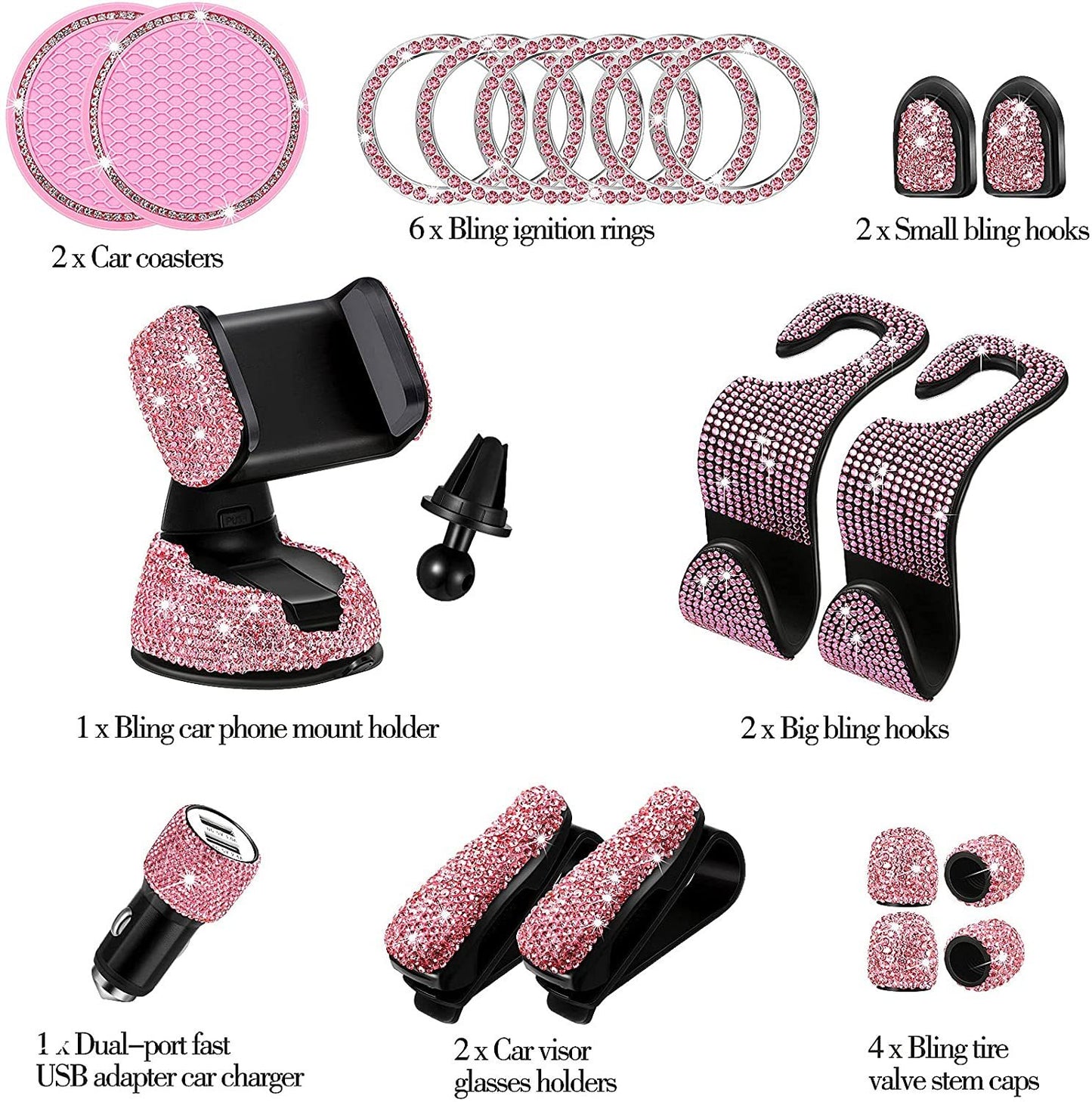 iGi4Shop New Diamond-encrusted Hook Set Car Interior Products