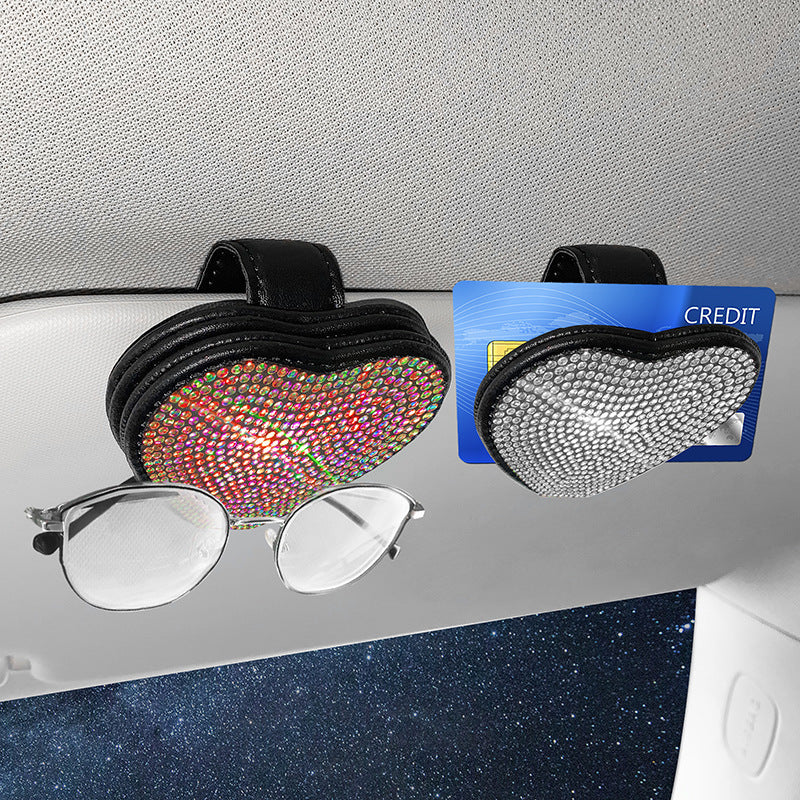 iGi4Shop Car Leather Diamond-encrusted Sun Visor Glasses Clip Magnetic Document Storage Clip
