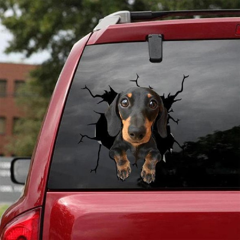 iGi4Shop Animal Wall All Kinds Of Puppy Creative Broken Hole Car Window Electrostatic Stickers