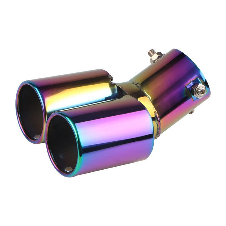 iGi4Shop Automobile Universal Tail Double Muffler Stainless Steel Exhaust Pipe