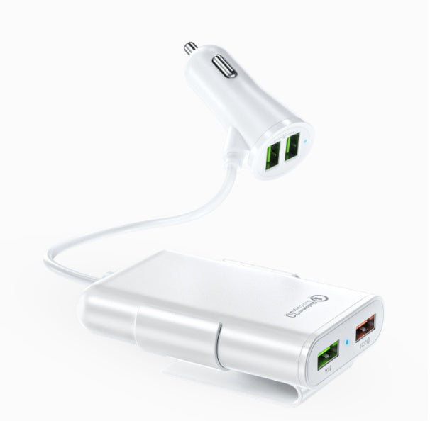 iGi4Shop Compatible With Back Seat Car Charger QC3.0 2.4A3.1A 4 USB Car Charger With Cable A Clip