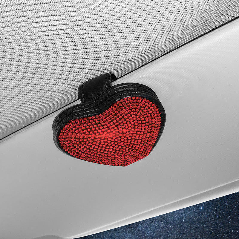 iGi4Shop Car Leather Diamond-encrusted Sun Visor Glasses Clip Magnetic Document Storage Clip