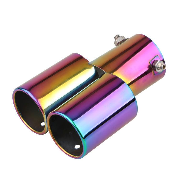 iGi4Shop Automobile Universal Tail Double Muffler Stainless Steel Exhaust Pipe