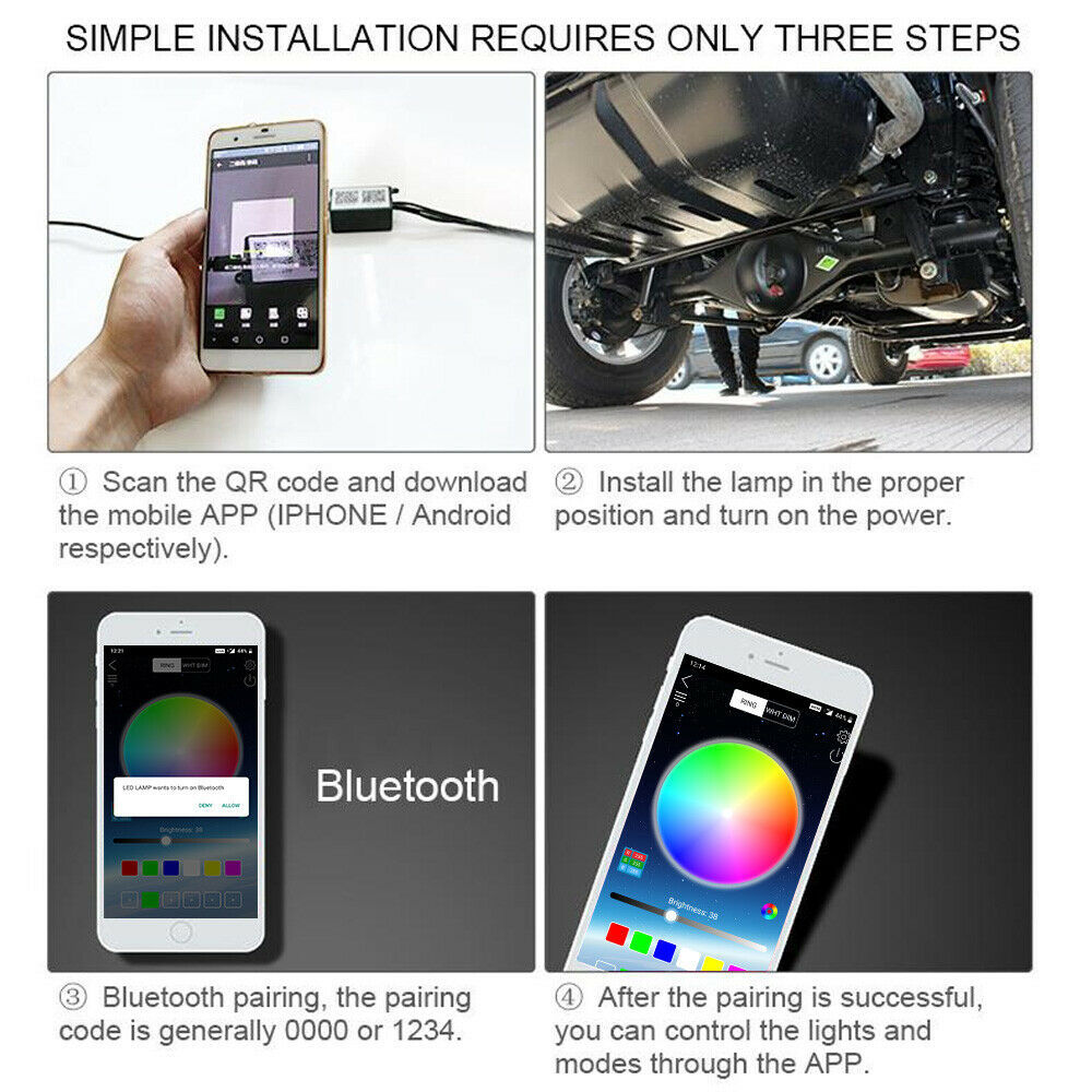iGi4Shop Car Underglow Light Flexible Strip LED Underbody Lights Remote APP Control Car Led Neon Light RGB Decorative Atmosphere Lamp
