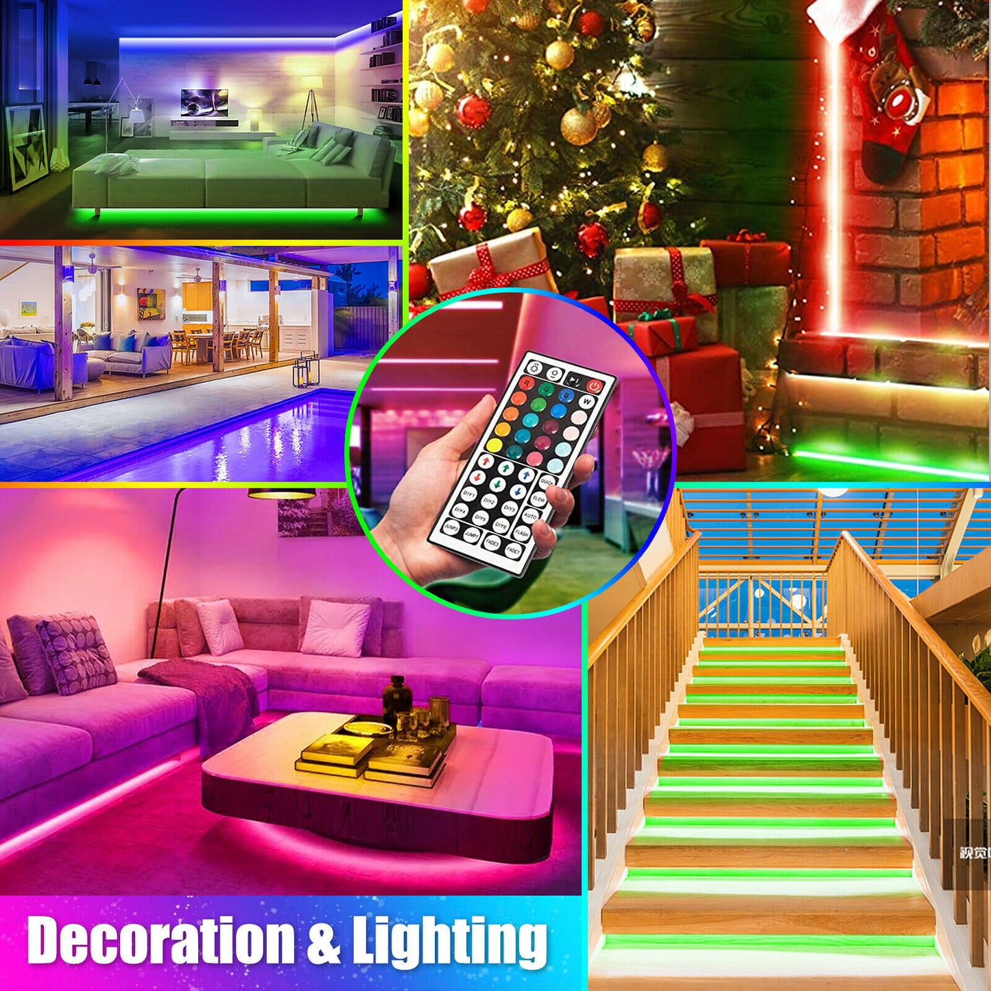 iGi4Shop 16.4FT RGB Flexible 300LED Strip Light SMD Remote Fairy Lights Room TV Party Bar LED Strip Light Remote Fairy Light Room Party Waterproof