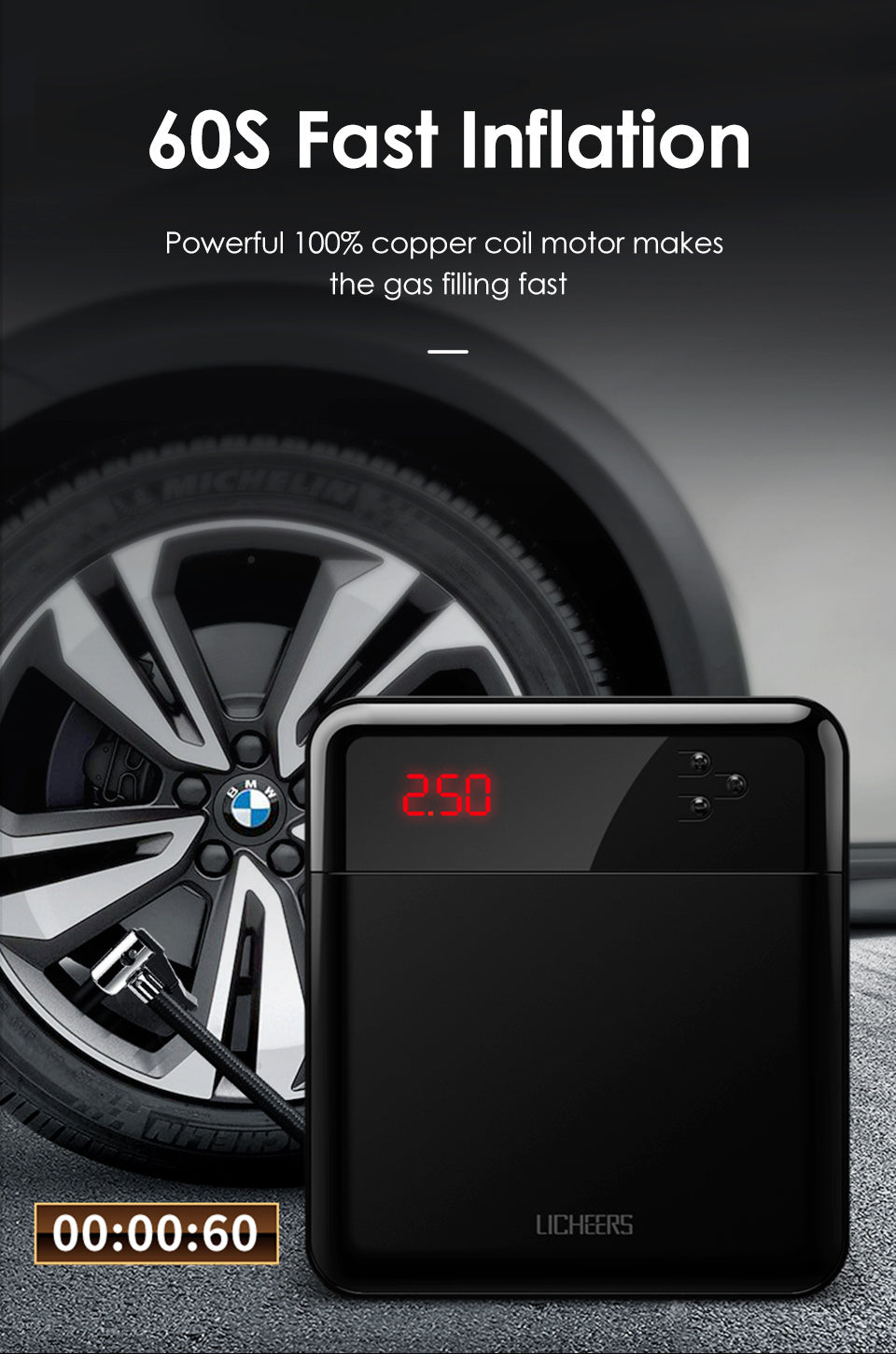 Car universal car portable intelligent air pump