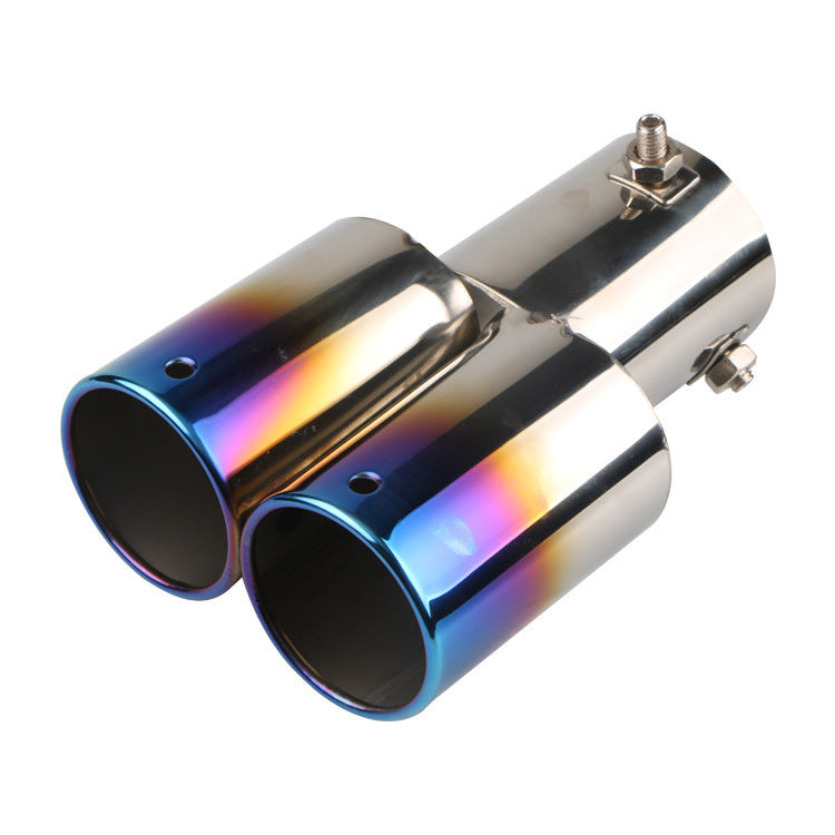 iGi4Shop Automobile Universal Tail Double Muffler Stainless Steel Exhaust Pipe