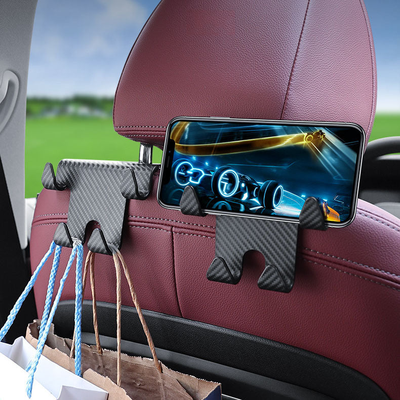 iGi4Shop Energy Car Multifunction Hook Carbon Fiber Mobile Phone Hook Bracket Rear Seat Back Storage Rack