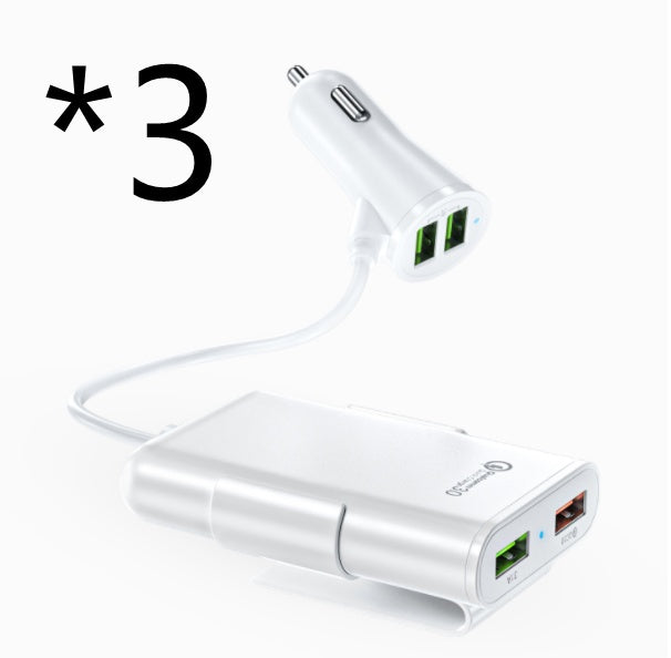 iGi4Shop Compatible With Back Seat Car Charger QC3.0 2.4A3.1A 4 USB Car Charger With Cable A Clip