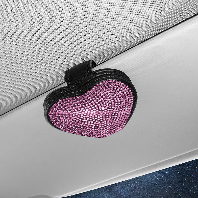 iGi4Shop Car Leather Diamond-encrusted Sun Visor Glasses Clip Magnetic Document Storage Clip