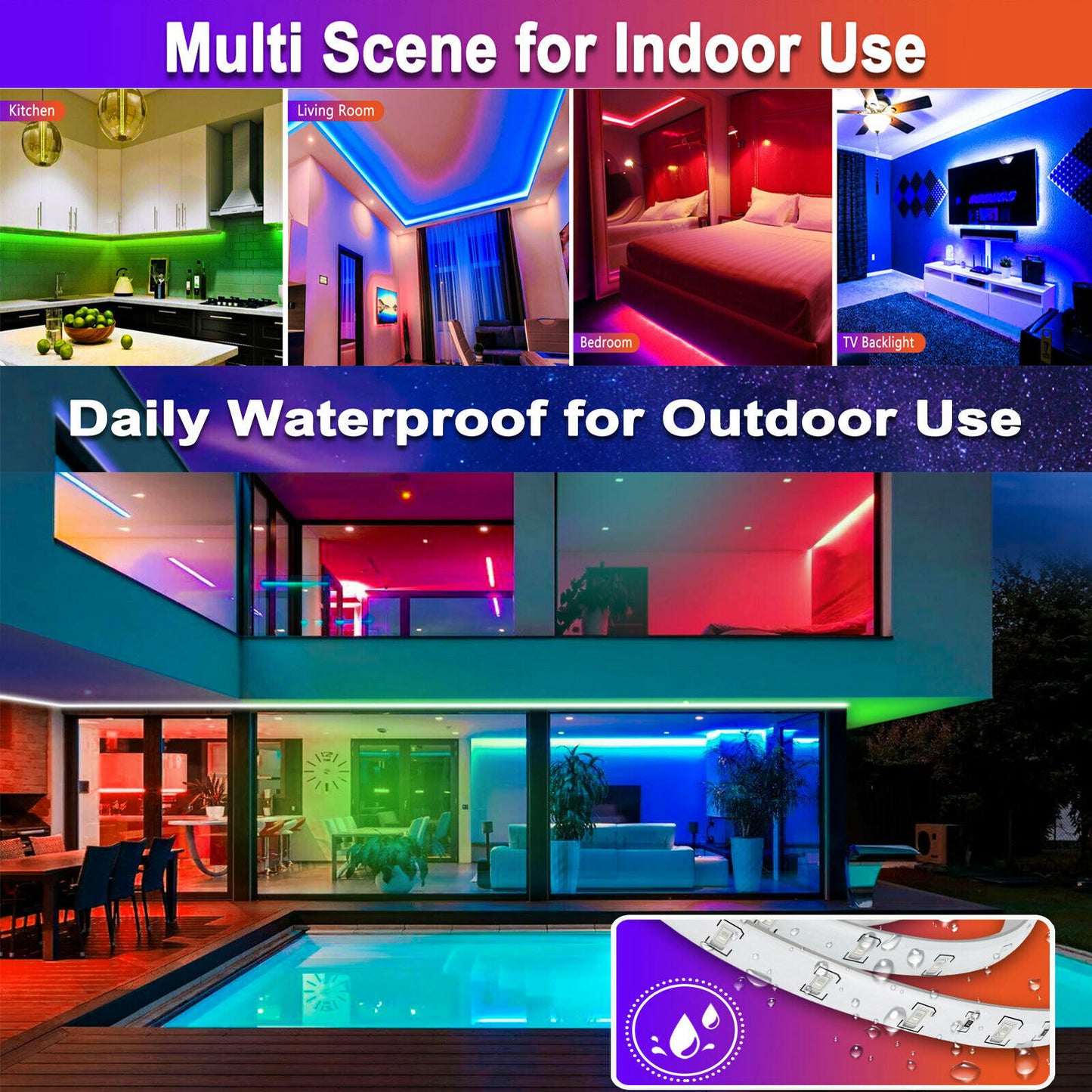 iGi4Shop 16.4FT RGB Flexible 300LED Strip Light SMD Remote Fairy Lights Room TV Party Bar LED Strip Light Remote Fairy Light Room Party Waterproof