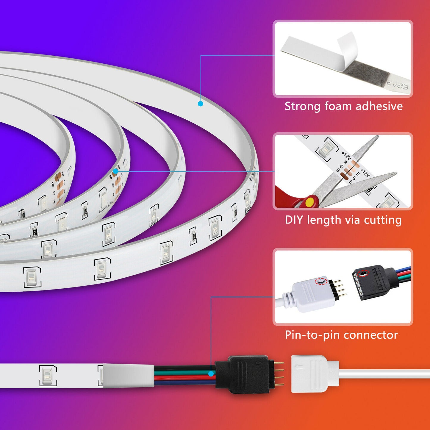 iGi4Shop 16.4FT RGB Flexible 300LED Strip Light SMD Remote Fairy Lights Room TV Party Bar LED Strip Light Remote Fairy Light Room Party Waterproof