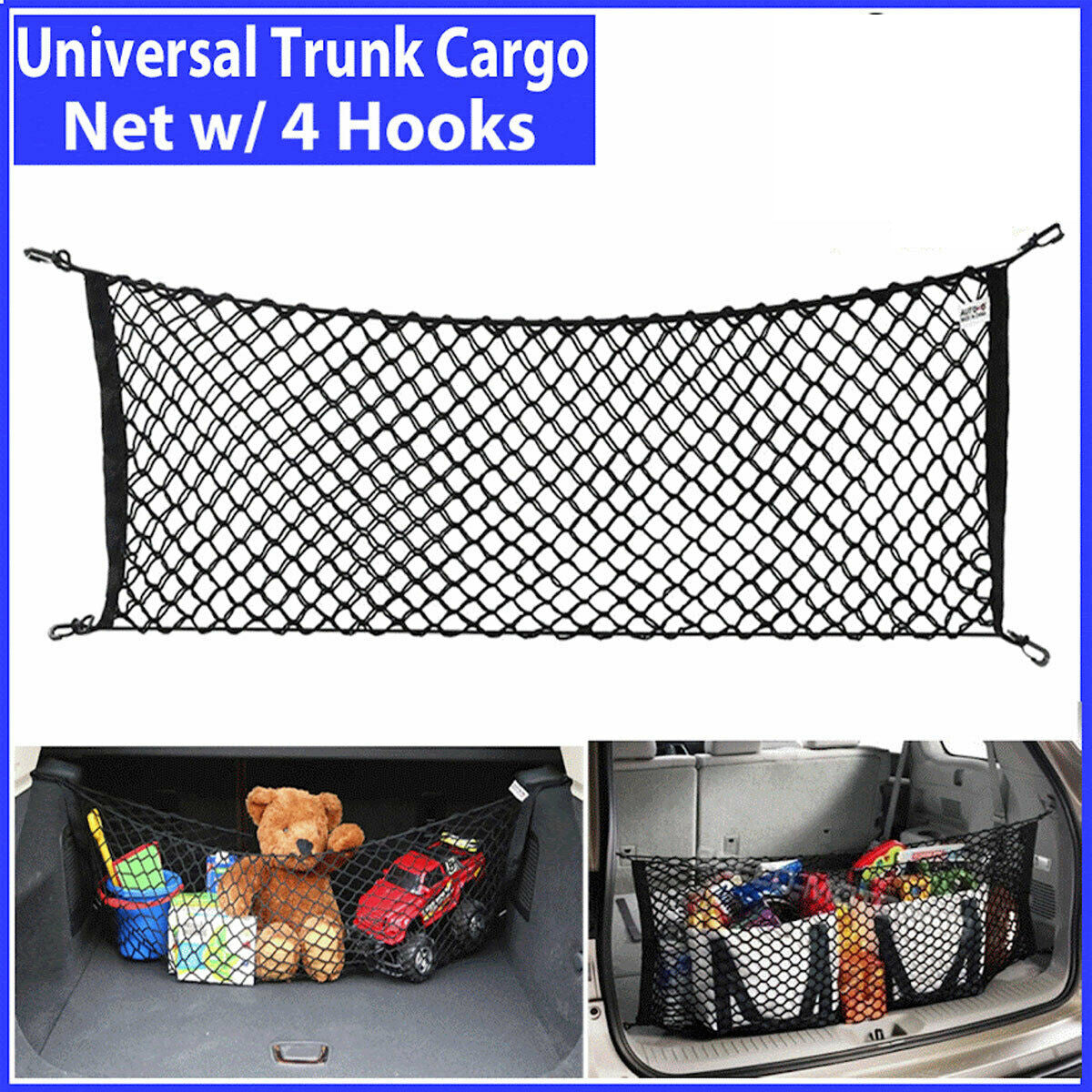 iGi4Shop Trunk CARGO NET Car Nylon Elastic Mesh Organizer Truck SUV Universal 4 Hook Rear