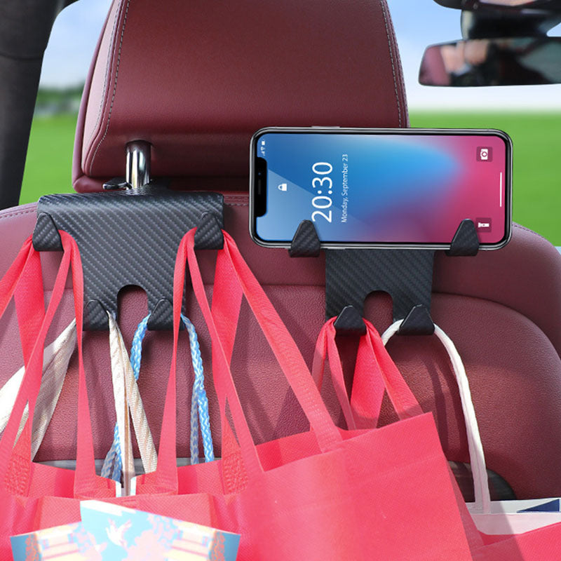 iGi4Shop Energy Car Multifunction Hook Carbon Fiber Mobile Phone Hook Bracket Rear Seat Back Storage Rack