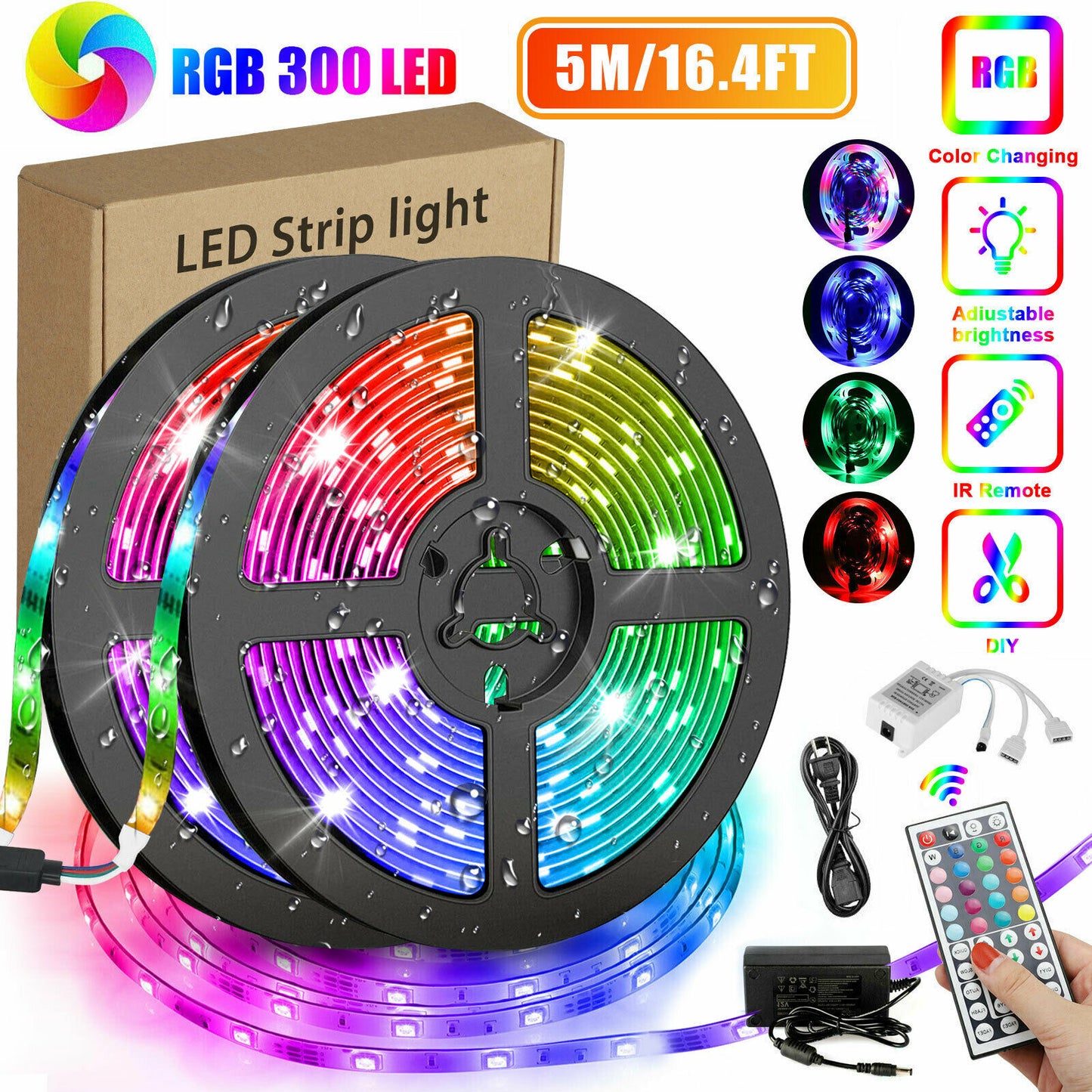 iGi4Shop 16.4FT RGB Flexible 300LED Strip Light SMD Remote Fairy Lights Room TV Party Bar LED Strip Light Remote Fairy Light Room Party Waterproof