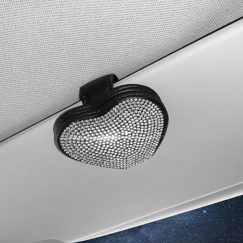 iGi4Shop Car Leather Diamond-encrusted Sun Visor Glasses Clip Magnetic Document Storage Clip
