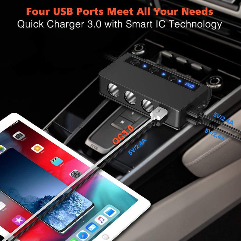 iGi4Shop New Cigarette Lighter, One For Three Cars, High Power Car Charger