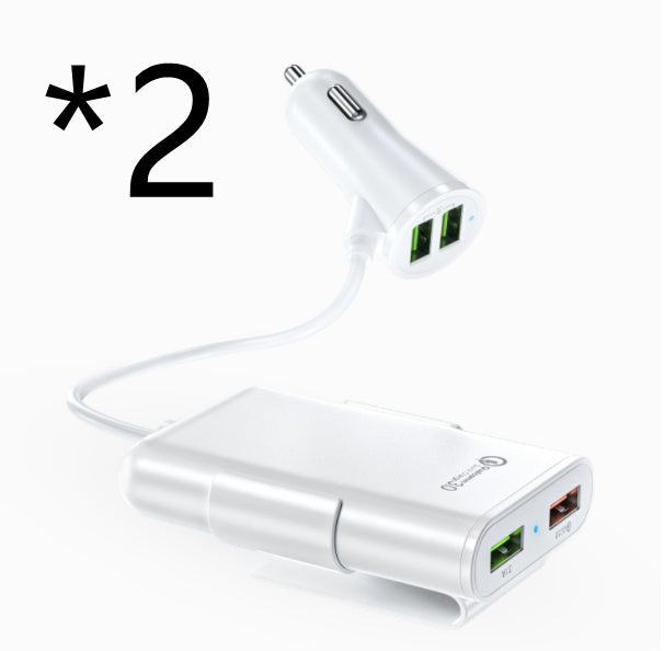 iGi4Shop Compatible With Back Seat Car Charger QC3.0 2.4A3.1A 4 USB Car Charger With Cable A Clip