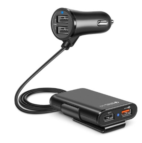 iGi4Shop Compatible With Back Seat Car Charger QC3.0 2.4A3.1A 4 USB Car Charger With Cable A Clip