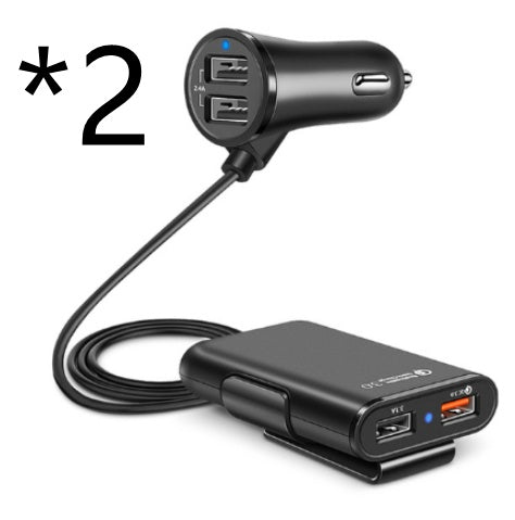 iGi4Shop Compatible With Back Seat Car Charger QC3.0 2.4A3.1A 4 USB Car Charger With Cable A Clip