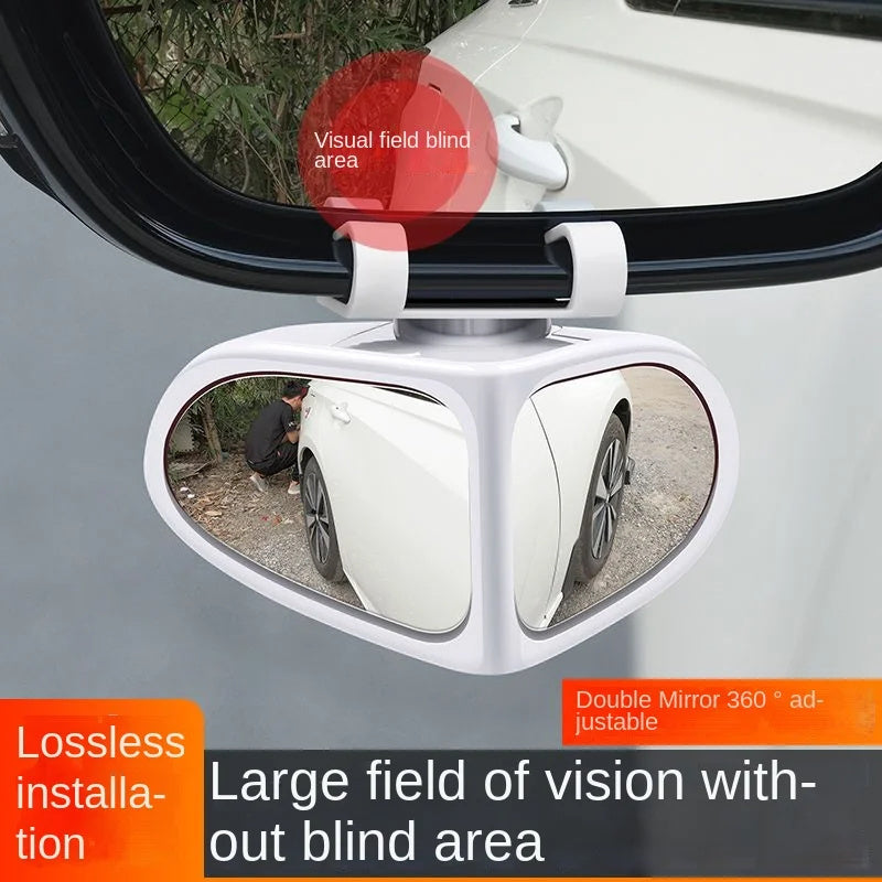 iGi4Shop Car Reversing Small Round Mirror Front And Rear Wheel Wide-Angle Mirror Double-Sided Auxiliary Rearview 360 Adjustable Wide Angle Side Rear View Mirror For Car