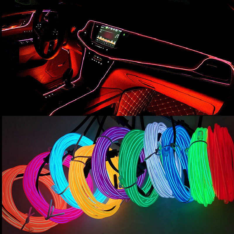 Car Interior Lighting El Cold Light Band Edge Wide Edge Car Atmosphere Lamp 1M2M3M 5M Luminous Line Set