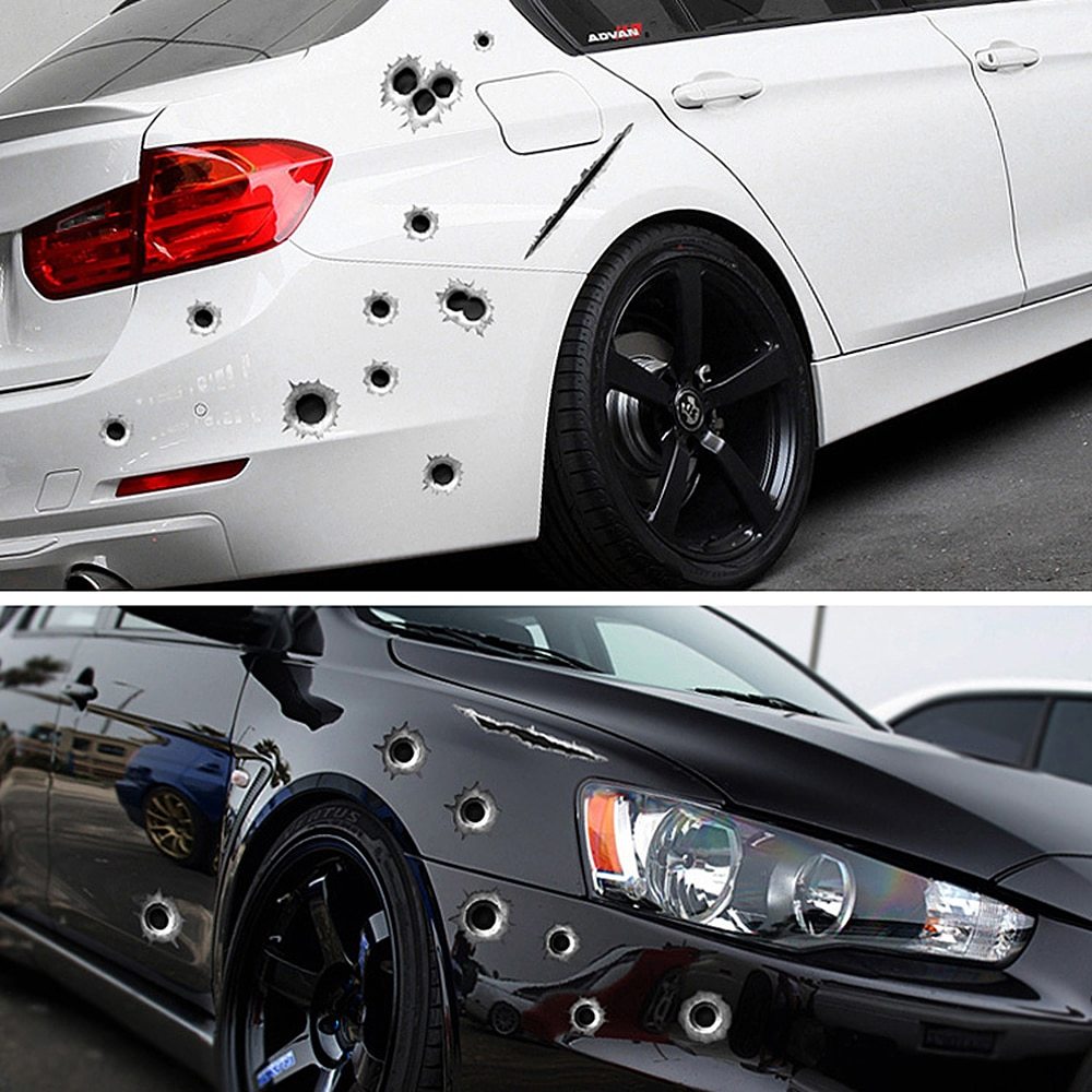 iGi4Shop Car scratch simulation bullet hole crack sticker