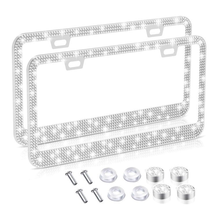 iGi4Shop American Standard Diamond-studded Stainless Steel License Plate Frame