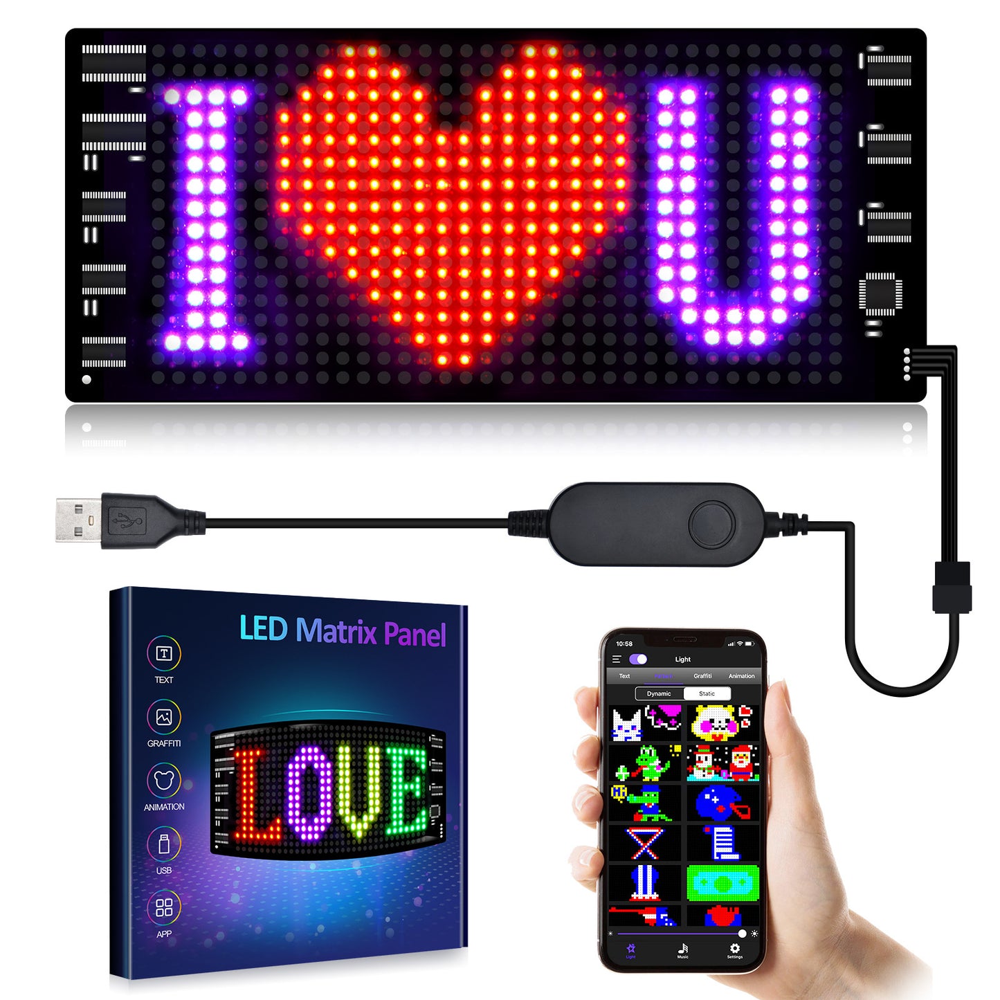 iGi4Shop Programmable Car LED Sign LED Full-color Advertising Screen Ultra-thin Display Screen Custom Text Pattern Animation Display Car