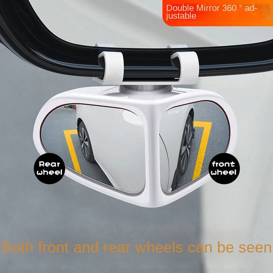 iGi4Shop Car Reversing Small Round Mirror Front And Rear Wheel Wide-Angle Mirror Double-Sided Auxiliary Rearview 360 Adjustable Wide Angle Side Rear View Mirror For Car