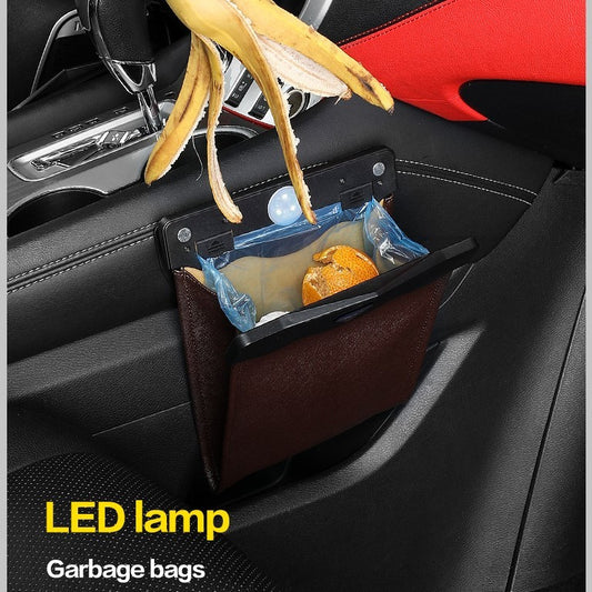 iGi4Shop LED Car Trash Can Organizer Garbage Holder Automobiles Storage Bag Accessories Auto Door Seat Back Visor Trash Bin Paper Dustbin