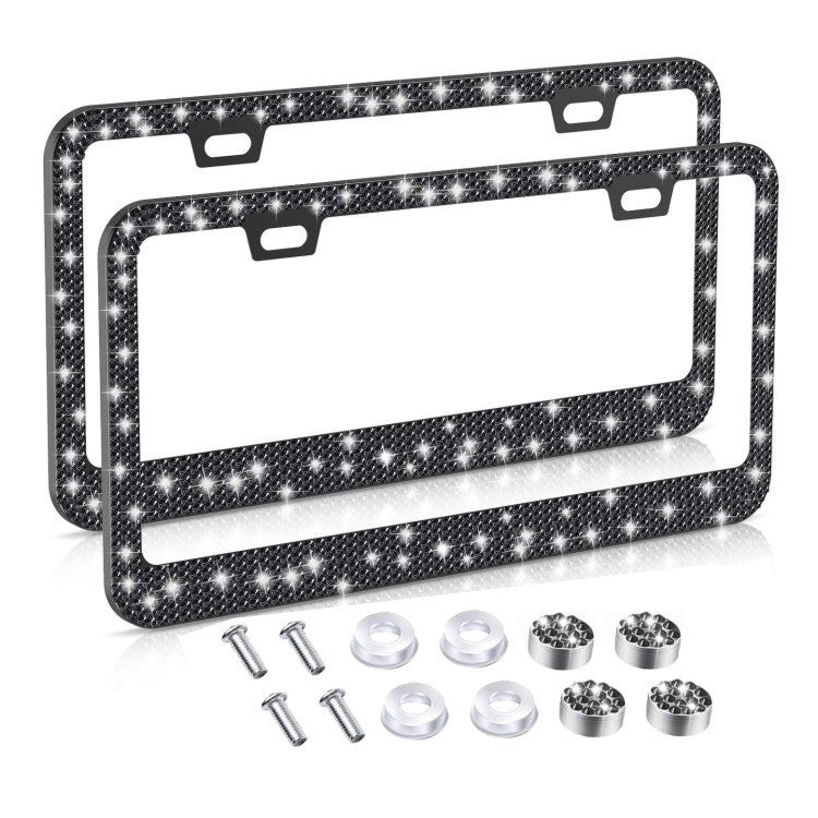 iGi4Shop American Standard Diamond-studded Stainless Steel License Plate Frame