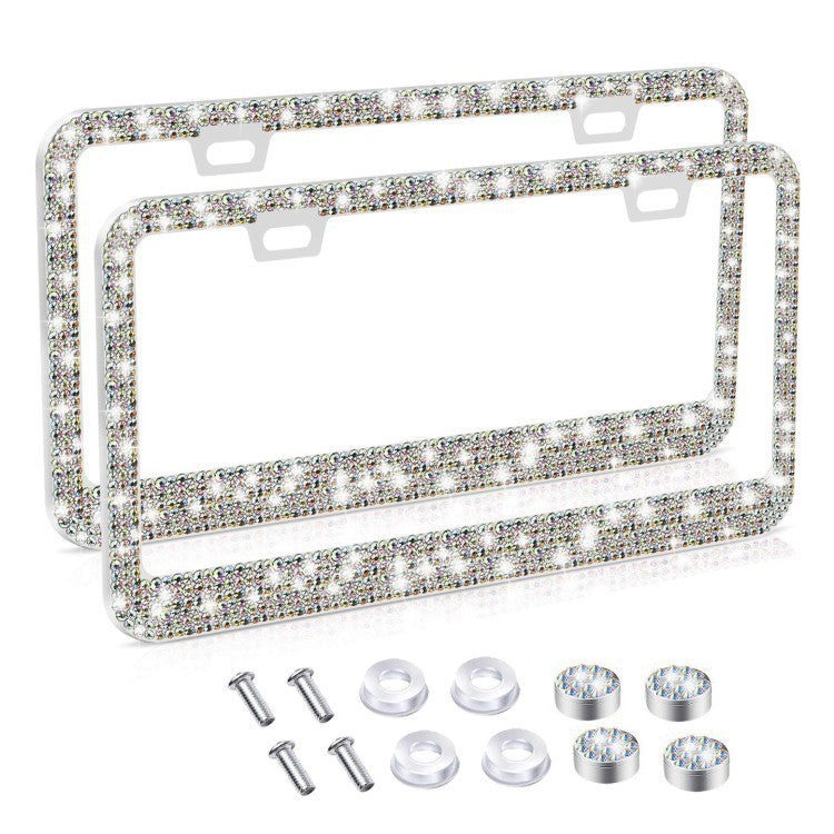 iGi4Shop American Standard Diamond-studded Stainless Steel License Plate Frame